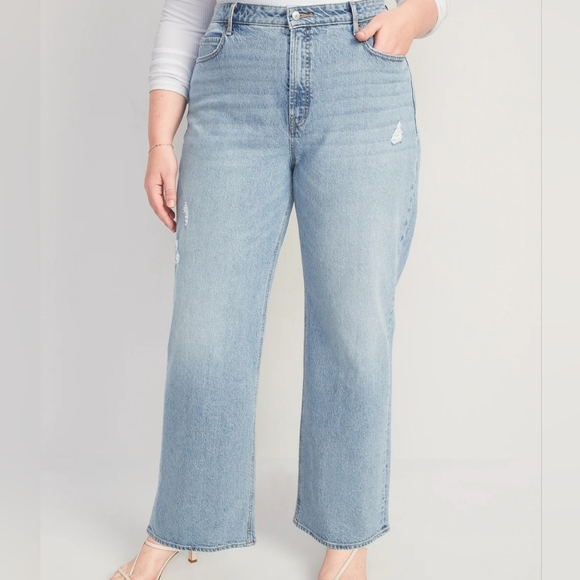 NWOT Old Navy Extra High-Waisted Ripped Wide-Leg Jeans for Women - Picture 5 of 5